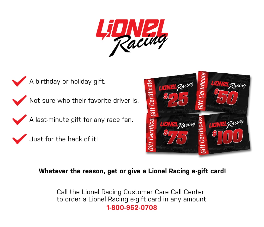 LionelRacing.com Gift Cards